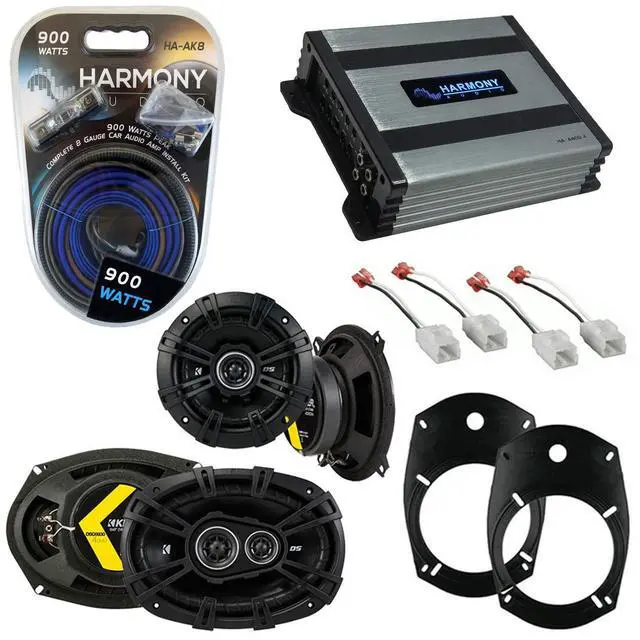 Main image of Kicker DS Speakers Harmony HA-A400.4 Amp Fits Dodge Ram 1500 2002-2008 | Complete front and rear replacement package, matched wiring included, easy upgrade install, clear full sound for your truck