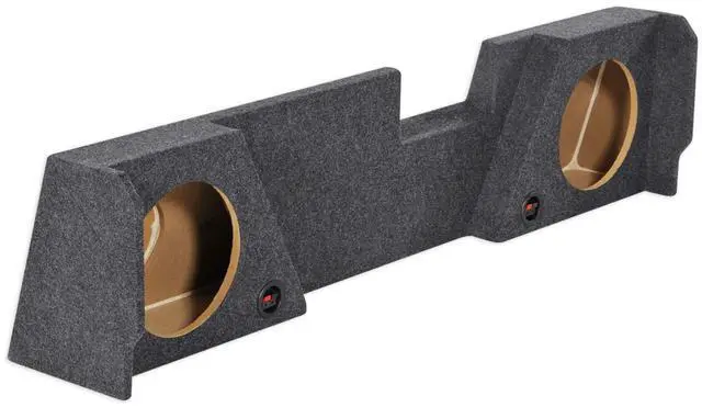 Alt view image 2 of 5 - REC31 Dual 10" Sub Enclosure for 2014-2019 GMC/Chevy Double Cab | Downfire, Underseat Sub Box, Charcoal Carpet, 5/8" MDF, 0.55 Cu Ft Air Space, 4.5" Mounting Depth, Not for Crew Cab