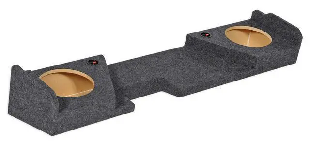 Alt view image 4 of 5 - REC31 Dual 10" Sub Enclosure for 2014-2019 GMC/Chevy Double Cab | Downfire, Underseat Sub Box, Charcoal Carpet, 5/8" MDF, 0.55 Cu Ft Air Space, 4.5" Mounting Depth, Not for Crew Cab
