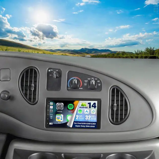 Main image of 2Din Car Stereo Radio for Ford E150 E250 E350 Super Duty 1998-2008 | 2G+32G 7" Touchscreen Wireless Carplay Android Auto GPS WiFi Bluetooth RDS DSP SWC Mirrorlink Mic Backup Camera