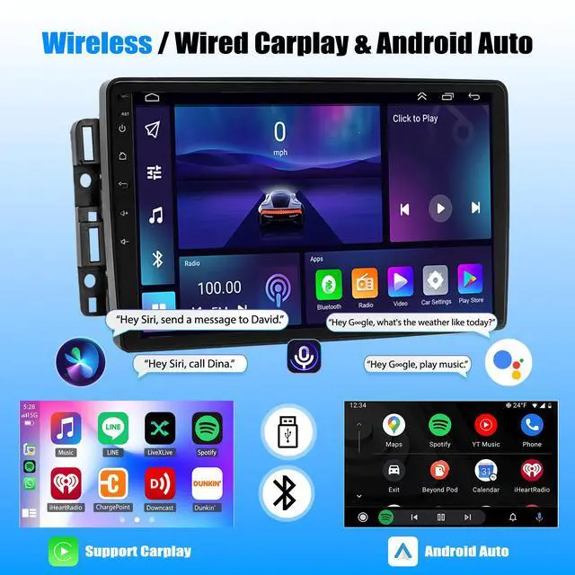 Alt view image 5 of 7 - 10.1" Android 15 Car Stereo Radio for Saturn Outlook 2007 2008 2009 2010 | with Wireless CarPlay & Android Auto, Touch Carplay Screen for Car, Bluetooth/WiFi/GPS/FM/DSP/SWC/Backup Camera/Mic 2+64G