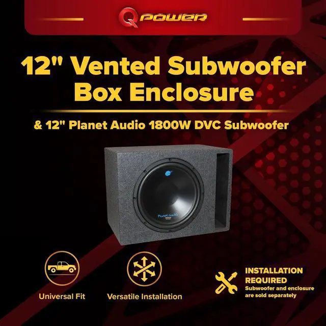 Alt view image 2 of 6 - Planet Audio AC12D 12 inch 1800 Watt Dual 4 OHM Voice Coil Car Audio | Subwoofer and 12 inch Heavy Duty Vented Subwoofer Enclosure