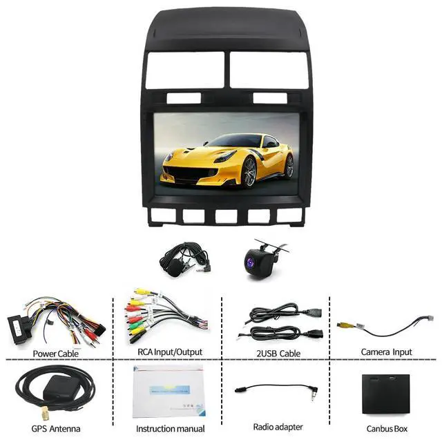 Alt view image 7 of 7 - CarPlay Radio for Touareg 2003 2004 2005 2006 2007 2008 2009 2010 | 9 Inch Touch Screen Car Stereo Andriod Auto and WiFi GPS Navigation DSP Bluetooth Multimedia Player Backup Camera