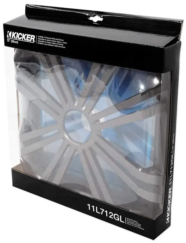 Alt view image 7 of 7 - 2 11L712GLC 12" Charcoal Grilles w/LEDs for SoloBaric 11S12L7 Subwoofers
