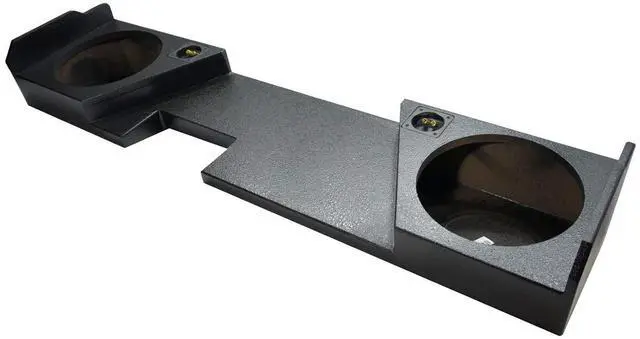 Main image of Dual 12" Rhino-Coated Sub Box Fits 14-18 GMC Sierra Double Cab ASC | Precision-Cut MDF Subwoofer Construction, Bolt-In Truck Install, Tough Carpet Finish, 2015 Air-Tight Design, 12 Inch Size