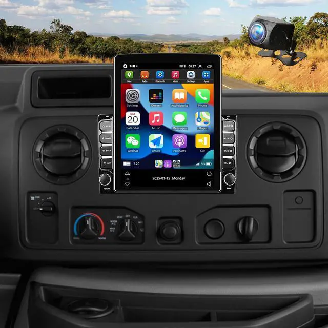 Main image of 4+64G Android 14 Car Stereo Radio for Ford E150 E250 E350 Super Duty 2009-2014, 9.7'' Double Din Radio with Carplay Android Auto GPS SWC Bluetooth WiFi FM RDS DSP Mirror Link MIC Backup Camera