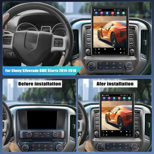 Alt view image 2 of 7 - Double Din Android 14 Car Stereo Radio Compatible for Chevy | Compatible for Silverado Compatible for GMC Sierra 2014-2018 with Wireless CarPlay Android Auto Car Radio Audio Receiver