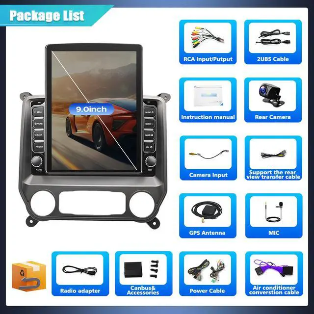 Alt view image 7 of 7 - Double Din Android 14 Car Stereo Radio Compatible for Chevy | Compatible for Silverado Compatible for GMC Sierra 2014-2018 with Wireless CarPlay Android Auto Car Radio Audio Receiver