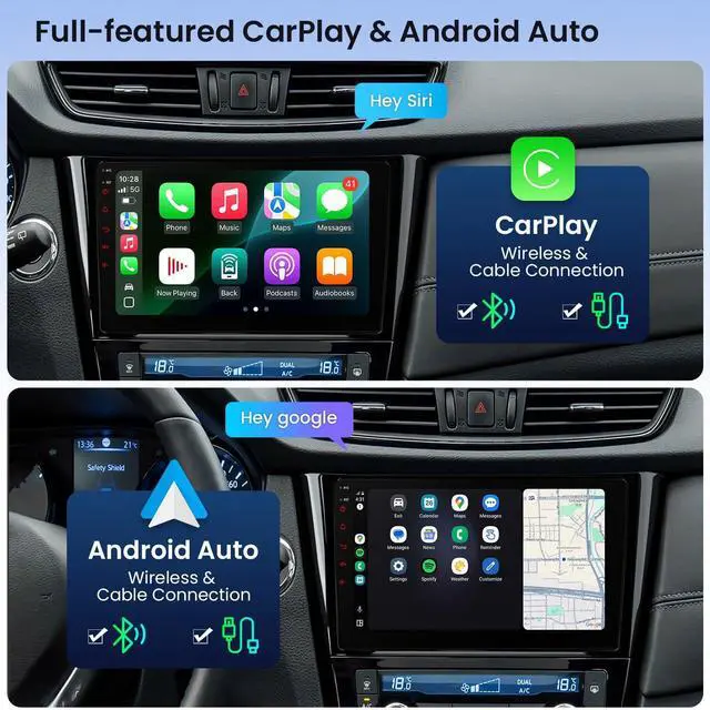 Alt view image 5 of 7 - Android 14 Car Stereo for Nissan X-Trail Rogue Qashqai 2014-2018, 10.1 Inch IPS Touch Screen Car Radio GPS Navigation Bluetooth Built-in DSP Support Wireless CarPlay Android Auto 4G LTE(4+64GB)