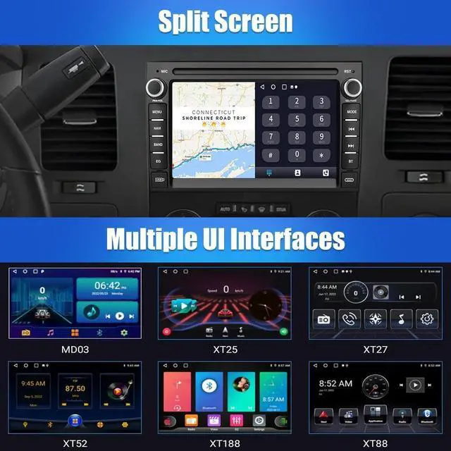 Alt view image 4 of 7 - 2+32G Double Din Car Stereo for Pontiac G6 2005-2010 Wireless Carplay Android Auto 7" Touchscreen Radio for Pontiac G6 Head Unit with Backup Camera Carplay Android Auto GPS Navigation Mirror Link