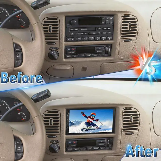 Alt view image 6 of 7 - Android 14 2 Din Car Stereo Radio for Ford Expedition 1998-2002 | 7" Touchscreen Car Radio w/Wireless Carplay Android Auto GPS WiFi Bluetooth RDS DSP SWC Mic Backup Camera