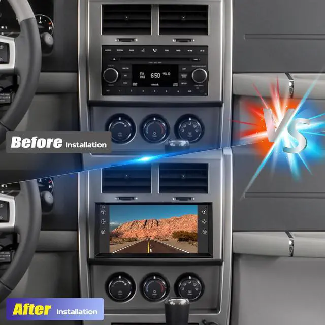 Alt view image 7 of 7 - Double Din Car Stereo Upgrade Radio for Jeep Liberty 2008-2011 | 2Android 14 G+32G 7" Touchscreen Wireless Carplay Android Auto GPS WiFi Bluetooth RDS DSP SWC Mirrorlink Mic Backup Camera