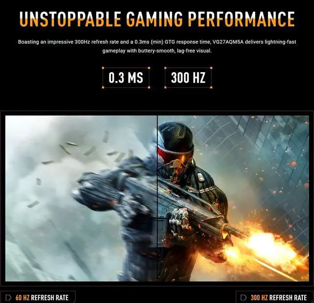 Alt view image 3 of 7 - TUF 27" QHD 300Hz Gaming Monitor | 0.3ms Fast IPS, 95% DCI-P3 | ELMB Sync + FreeSync Premium & G-SYNC | Built-in Speakers, Shadow Boost, DisplayWidget