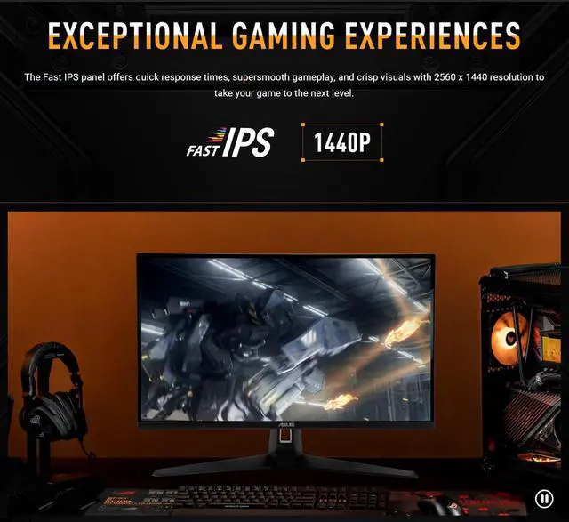 Alt view image 5 of 7 - TUF 27" QHD 300Hz Gaming Monitor | 0.3ms Fast IPS, 95% DCI-P3 | ELMB Sync + FreeSync Premium & G-SYNC | Built-in Speakers, Shadow Boost, DisplayWidget