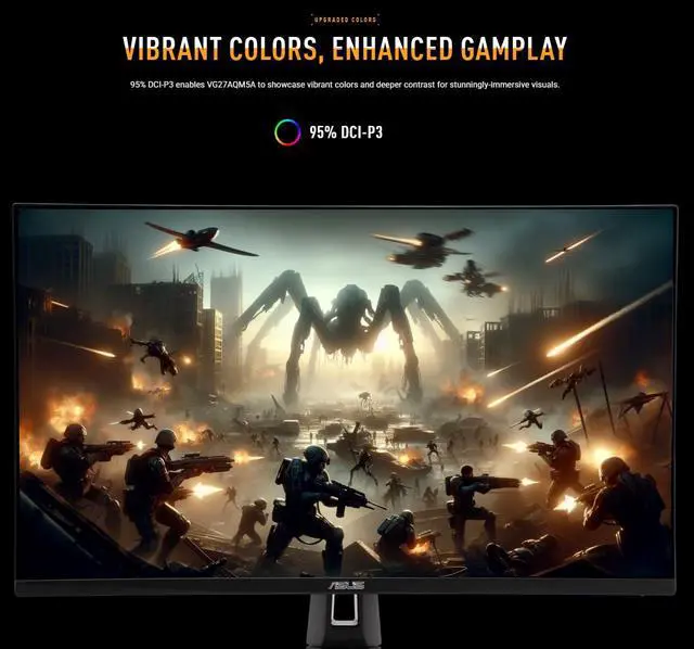 Alt view image 6 of 7 - TUF 27" QHD 300Hz Gaming Monitor | 0.3ms Fast IPS, 95% DCI-P3 | ELMB Sync + FreeSync Premium & G-SYNC | Built-in Speakers, Shadow Boost, DisplayWidget