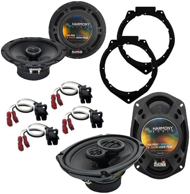 Main image of Fits Chevy HHR 2006-2012 Speaker Package R65 R69 with Harness | crisp clear sound, direct bolt-in install for door panels, plug-and-play wiring adapter kit, factory upgrade included