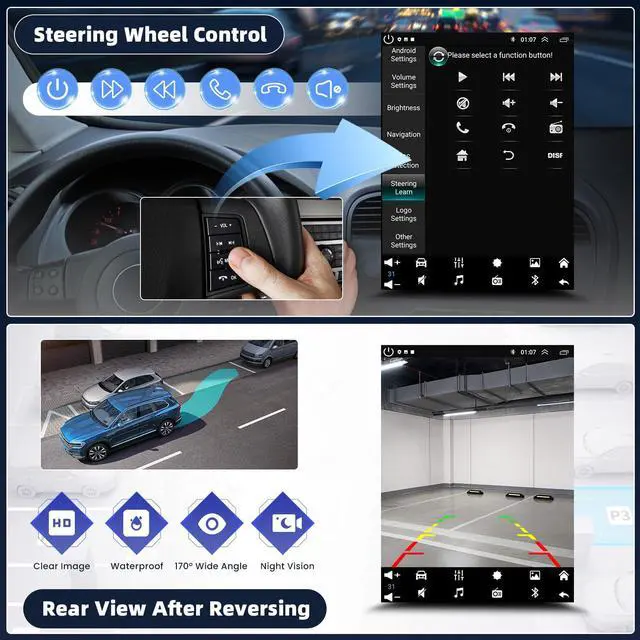 Alt view image 5 of 7 - 9.7 Inch Android 15 Car Radio for Honda Ridgeline 2006 2007 2008 2009-2014 | Touch Screen Car Stereo for Ridgeline with Wireless Carplay/Android Auto,GPS, WiFi, Bluetooth, Backup Camera, SWC, DSP