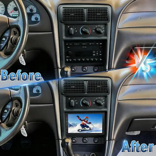 Alt view image 6 of 7 - Android 14 Double Din Car Stereo Radio for Ford Mustang 1994-2004 | 7" Touchscreen Car Radio w/Wireless Carplay Android Auto GPS WiFi Bluetooth RDS DSP SWC Mic Backup Camera