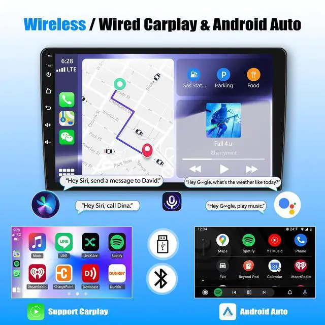 Alt view image 2 of 7 - 10.1" Android 13 Car Stereo Radio for Jeep Liberty 2002-2007 | with Wireless CarPlay & Android Auto, 2 Din Touch Carplay Screen for Car, Bluetooth/WiFi/GPS/FM/SWC/Backup Camera/Mic 2+64G