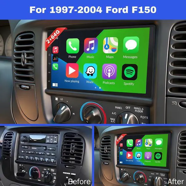 Alt view image 2 of 2 - 7" Android 13 Car Stereo Radio for 1997 1998 1999-2004 Ford F150 | with Wireless CarPlay & Android Auto, Touch Carplay Screen for Car, Bluetooth/WiFi/GPS/FM/RDS/SWC/Backup Camera/Mic 4+64G