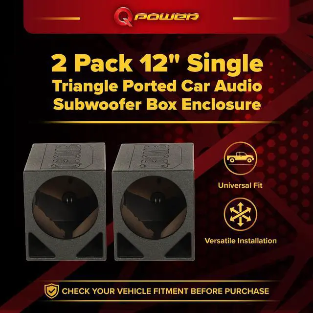Alt view image 2 of 5 - QPower Single 12" Triangle Ported Car Audio Subwoofer Enclosure, 2-Pack | Designed for Vehicle Stereo Equipment and Custom Deep Bass Sound System Installations