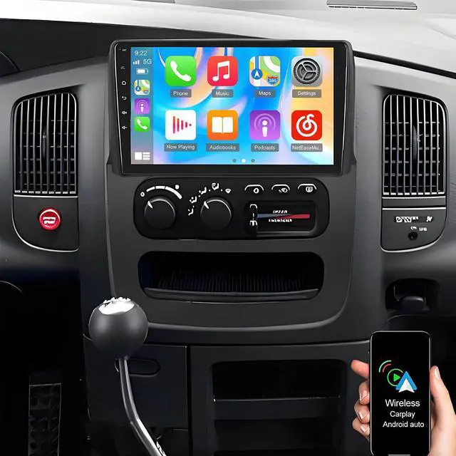 Main image of Car Stereo Radio Fit for Dodge Ram 1500 2500 3500 200 2 2003 2004 2005, 9 inch Touch Screen Car Radio Receiver with Carplay Android Auto WiFi GPS Navigation Bluetooth FM SWC Backup Camera -4+64G