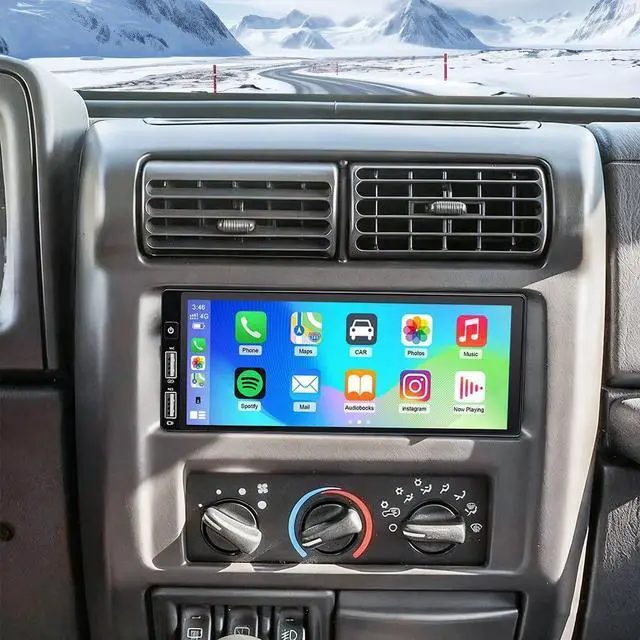 Main image of 4+64G 6.86" Double Din Car Stereo Radio for Jeep Wrangler TJ 1997-2002 | w/Wireless CarPlay & Android Auto Bluetooth Touchscreen Head Unit,Android 15 Radio,GPS WiFi Mirror Link Backup Camera FM SWC