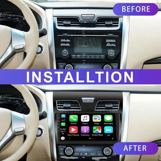 Alt view image 2 of 7 - Android 13 Double Din Car Stereo for Nissan Altima 2013-2015 | 10.1" Touch Screen Car Stereo Radio with Wireless Carplay Android Auto GPS Navigation WiFi Mic Backup Camera