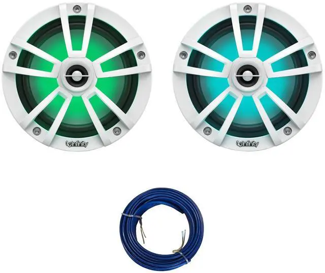 Main image of 6.5" 225 Watt Peak Power 2-Way Marine Boat Yacht Audio Speakers (QTY 2) 1 Pair of OEM Replacement Speakers with 20ft Wire (White)
