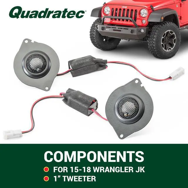 Alt view image 6 of 6 - Super Tweeters - Sold as Pair - Fits Jeep Wrangler JK & Unlimited 4-Door 2015-2018 - Large 1 Aluminum Domed Swivel Tweeters - 50 Watt Rms with 100 Watt Peak - Made in The USA