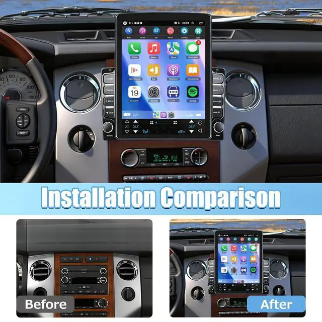 Alt view image 2 of 7 - 9.7" Double Din Car Stereo Radio for para Ford Expedition 2007-2014 | Touch Screen Android 14 Head Unit Car Radio with Wireless Carplay Android Auto GPS Bluetooth WiFi FM RDS