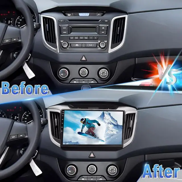 Alt view image 2 of 7 - Android 14 Double Din Car Radio for Hyundai Creta ix25 2015-2019 | 2G+32G 10" Touch Screen Car Stereo with Wireless Carplay Android Auto GPS WiFi Mic Backup Camera