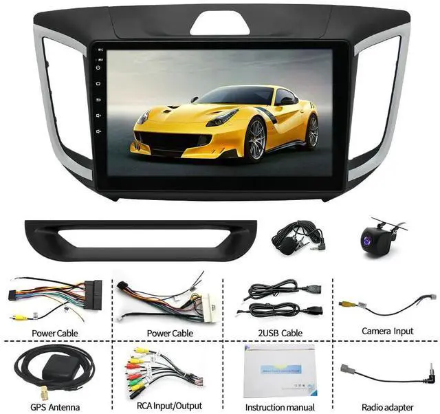 Alt view image 6 of 7 - Android 14 Double Din Car Radio for Hyundai Creta ix25 2015-2019 | 2G+32G 10" Touch Screen Car Stereo with Wireless Carplay Android Auto GPS WiFi Mic Backup Camera