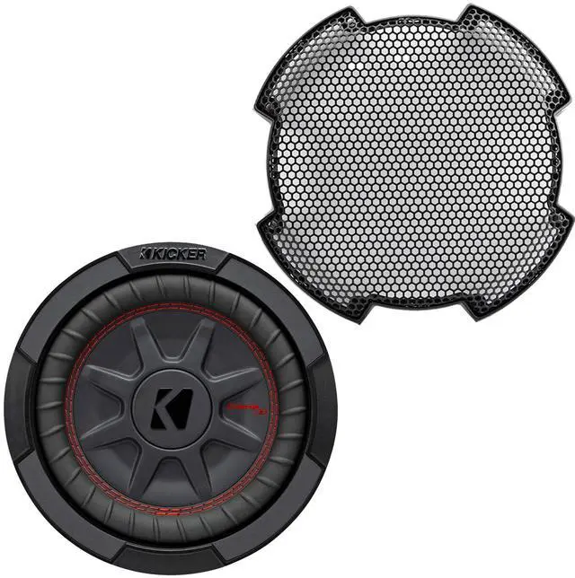 Main image of 48CWRT82 CompRT 8" 600 Watt Max Power DVC 2-Ohm Ultra-Thin Car Audio Subwoofer (Single) Bundle Combo with 8" Round Steel Mesh Subwoofer Grille