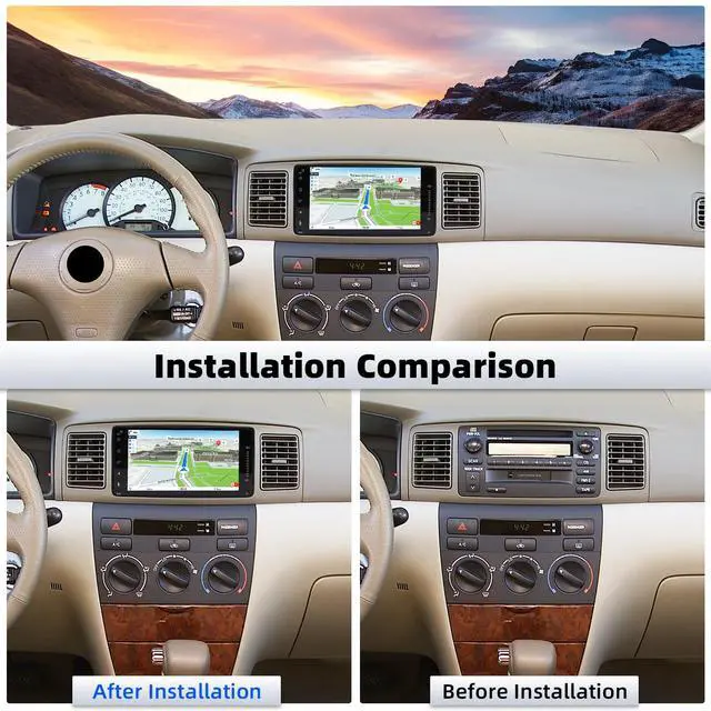 Alt view image 2 of 7 - 7 Android 14 Car Stereo for Toyota Corolla 2004 2005 2006 2007 2008 with Wireless Carplay Android Auto, Touch Screen Head Unit WiFi GPS Bluetooth AHD Backup Camera Microphone