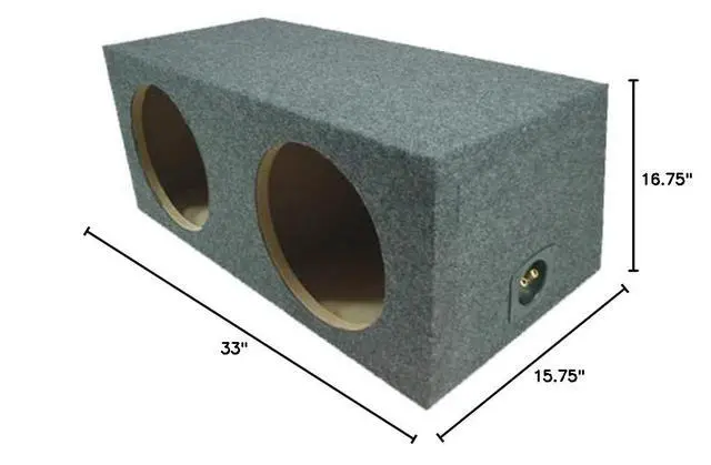 Alt view image 3 of 3 - Dual 15" Sealed Subwoofer Enclosure Rear Angle Sub Box 5/8" MDF Wood ASC | Air-tight design for accurate deep bass, space-saving wedge shape, fits trunks and hatchbacks, 15 inch size