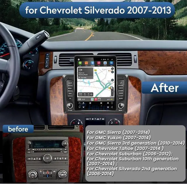 Alt view image 3 of 7 - 9.7" Car Stereo for 2007-2014 Chevy Silverado Suburban Tahoe Avalanche | Car Radio for 2007-2013 GMC Sierra Yukon with Wireless Carplay Android Auto Support GPS WiFi BT EQ FM SWC Backup,2+32G