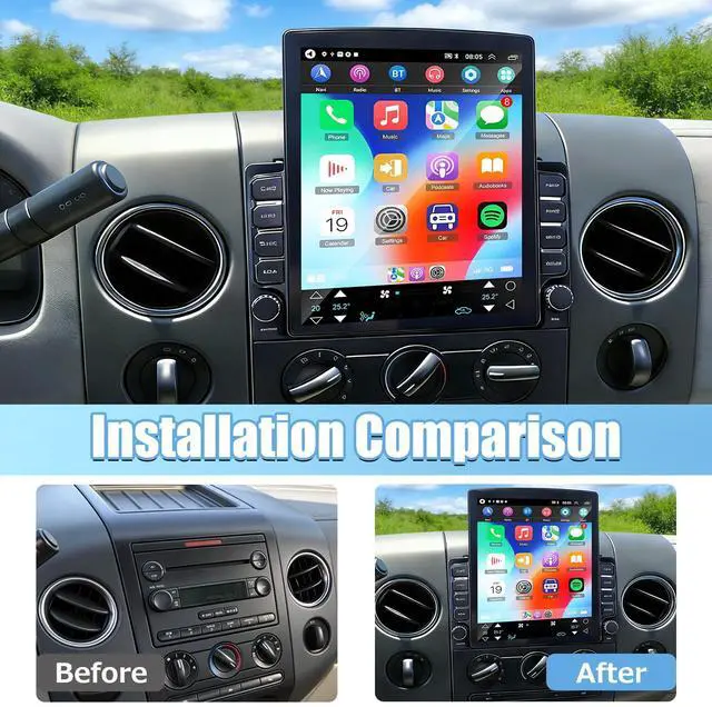 Alt view image 2 of 7 - Double Din Car Stereo Radio Upgraded for 2004-2008 Ford F-150 F150 | 9.7inch Touch Screen Android 14 GPS Navi Head Unit with Wireless Carplay Android Auto/FM/SWC/WiFi/Bluetooth/SWC Backup Camera