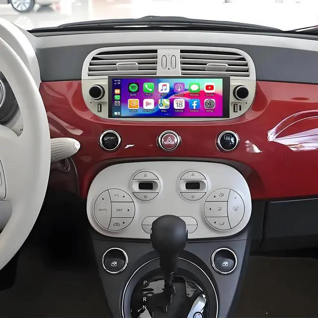 Alt view image 2 of 7 - 6.86 inch Double Din Car Stereo for Fiat 500 2007-2015 Radio Upgrade, 2+32G Touch Screen Radio Android 14 Car Radio with Wireless Carplay Android Auto Bluetooth GPS Navi AHD Backup Camera WiFi