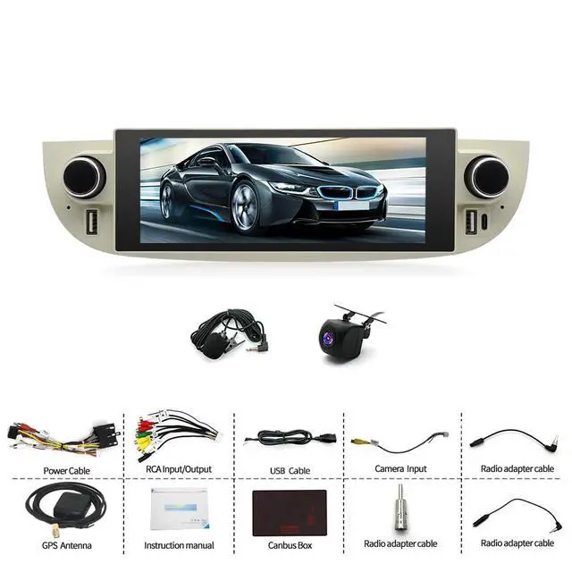 Alt view image 6 of 7 - 6.86 inch Double Din Car Stereo for Fiat 500 2007-2015 Radio Upgrade, 2+32G Touch Screen Radio Android 14 Car Radio with Wireless Carplay Android Auto Bluetooth GPS Navi AHD Backup Camera WiFi