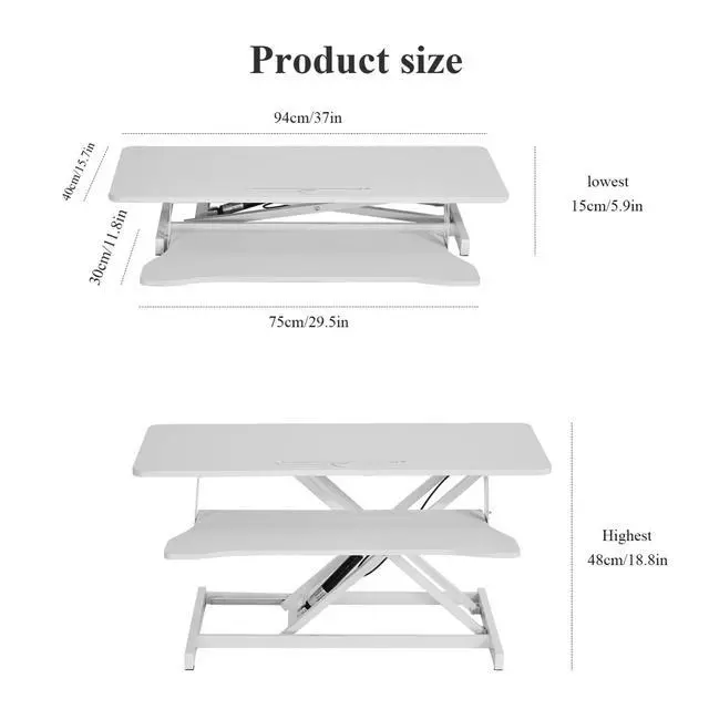 Alt view image 4 of 7 - 37 Inch Standing Desk Converter, Height Adjustable Desk Riser with Gas Spring Lift, Dual Monitor & Laptop Workstation, Sit Stand Desktop Converter with Wide Keyboard Tray for Home Office