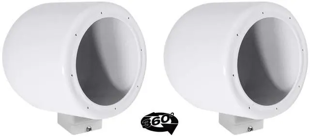 Alt view image 2 of 7 - MAC65W White 6.5" Speaker Pod Pair with MAC360W Surface Clamps | 6061 Aluminum Enclosures, 2 MAC360W 360° Surface Clamps, 2 Stainless Quick-Release Knobs, 2 Rubber Washers, 4-Items