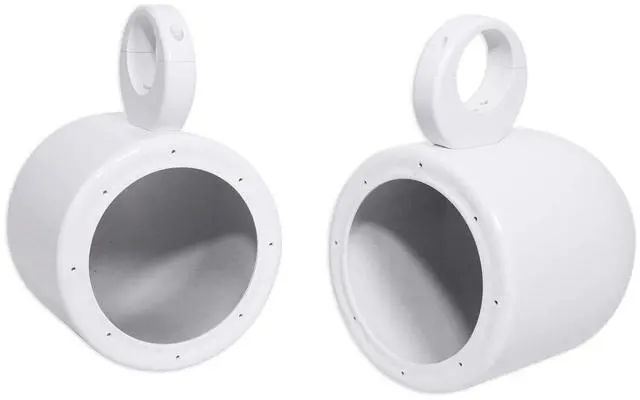 Alt view image 3 of 6 - MAC65W White 6.5" Speaker Pod Pair with MAC360W Swivel Clamps | 6061 Aluminum Enclosures, 2 MAC360W 360° Swivel Clamps, 2 Stainless Quick-Release Knobs, 2 Rubber Washers, 4-Items