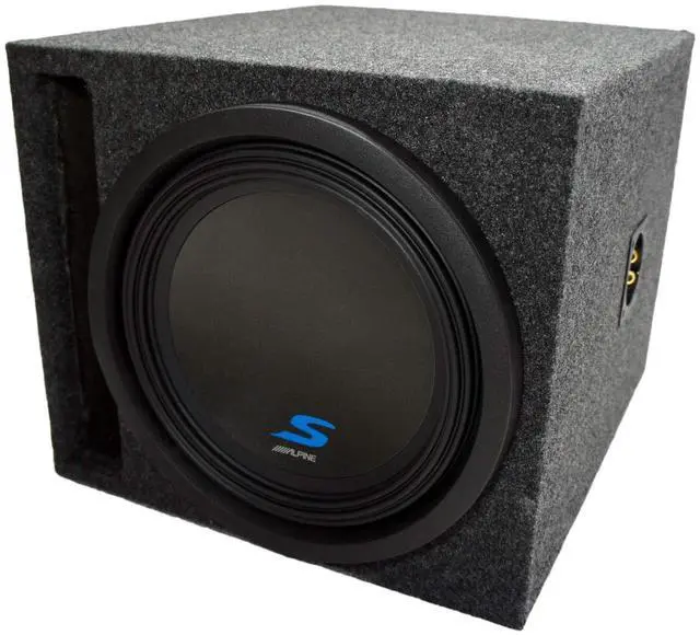 Main image of Alpine S-W12D4 Type S 12" Subwoofer in Slot Ported Sub Box 2 Ohm Final | Loaded vented bass enclosure, single 12 inch design for deep low-end, universal fit, wired and ready to play