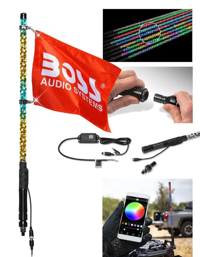 Alt view image 4 of 5 - XP2 ATV Chasing LED Whip 24 inch, 360-degree RGB Illumination, Control App, IP67 Weatherproof Rated, Easy Installation