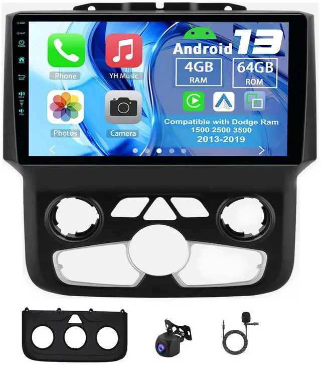 Main image of Android 13 Car Radio for Dodge for Ram 1500 2500 3500 2013-2019 | 4G+64G 9" Touch Screen Car Stereo Radio with Wireless Carplay Android Auto GPS WiFi Mic Backup Camera