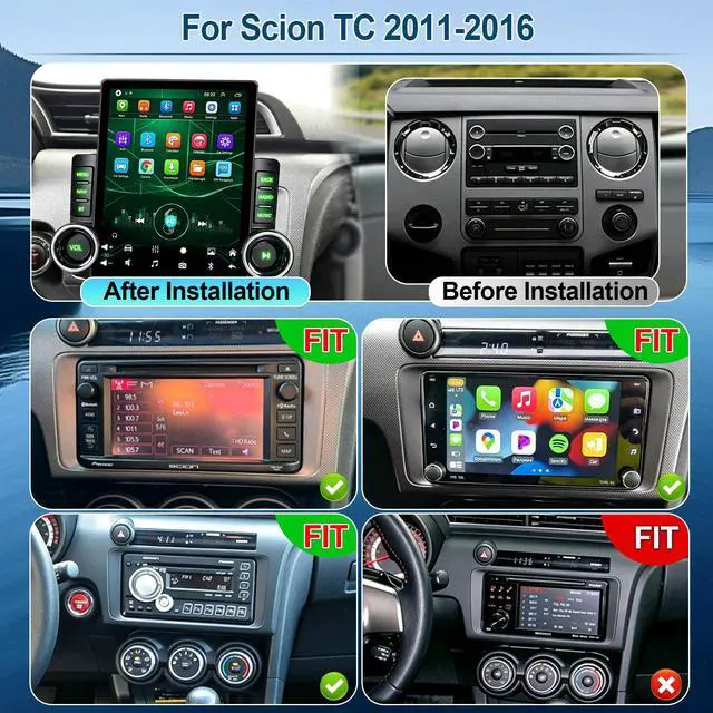 Alt view image 2 of 7 - Car Radio for Scion TC 2011 2012 2013 2014 2015 2016 Android 15 Upgrade | 9.7Inch IPS Touchscreen Stereo w/Wireless CarPlay Android Auto FM/RDS Bluetooth 5G WiFi GPS Backup Camera SWC Mirror Link