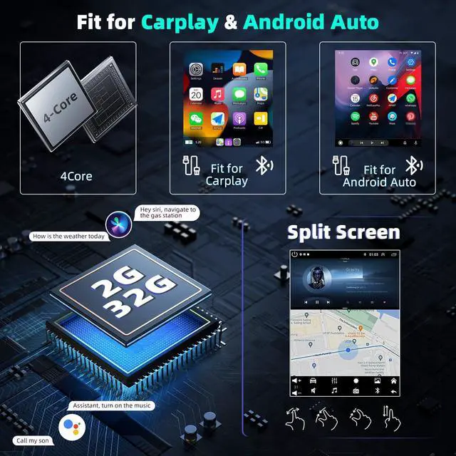 Alt view image 3 of 7 - 9.7 Inch Android 15 Car Radio for Honda Ridgeline 2006 2007 2008 2009-2014 | Touch Screen Car Stereo for Ridgeline with Wireless Carplay/Android Auto,GPS, WiFi, Bluetooth, Backup Camera, SWC, DSP