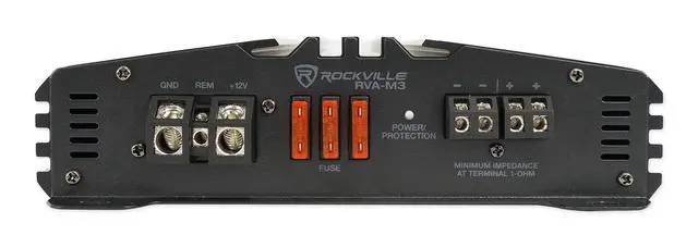 Alt view image 5 of 7 - RVA-M3 V2 Mono Car Amplifier Bundle with RWK41 4 Gauge Wire Kit | 4000W Peak / 1000W RMS @ 1 Ohm, Class D, LPF 32-300Hz, Bass Remote, RWK41 4 Gauge Wiring Kit with RCA Cable, 2-Items