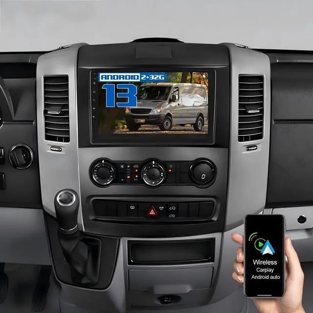 Main image of Android 13 Car Stereo Radio Fit for 2006-2017 Sprinter 2.1L 2.7L, 9 HD Touchscreen Wireless Car-Play Android Auto Bluetooth Stereo w/Backup Camera | GPS | WiFi | Mirror Link | FM | Wheel Control